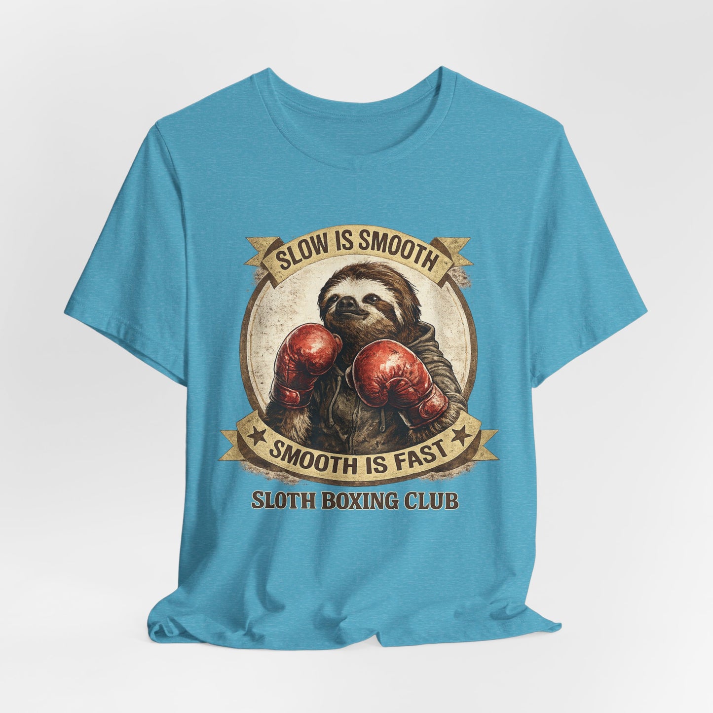 Sloth Boxing Club T-Shirt — "Slow is Smooth, Smooth is Fast" Retro Graphic Tee