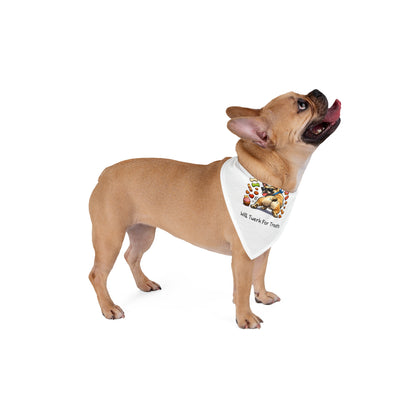 Pet Bandana - Cute Dog 'Will Twerk For Treats' Triangle Scarf, Funny Pet Accessory for Dogs & Cats