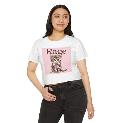 Cute Kitten 'Rage' Crop Top — Women's Festival Graphic Tee