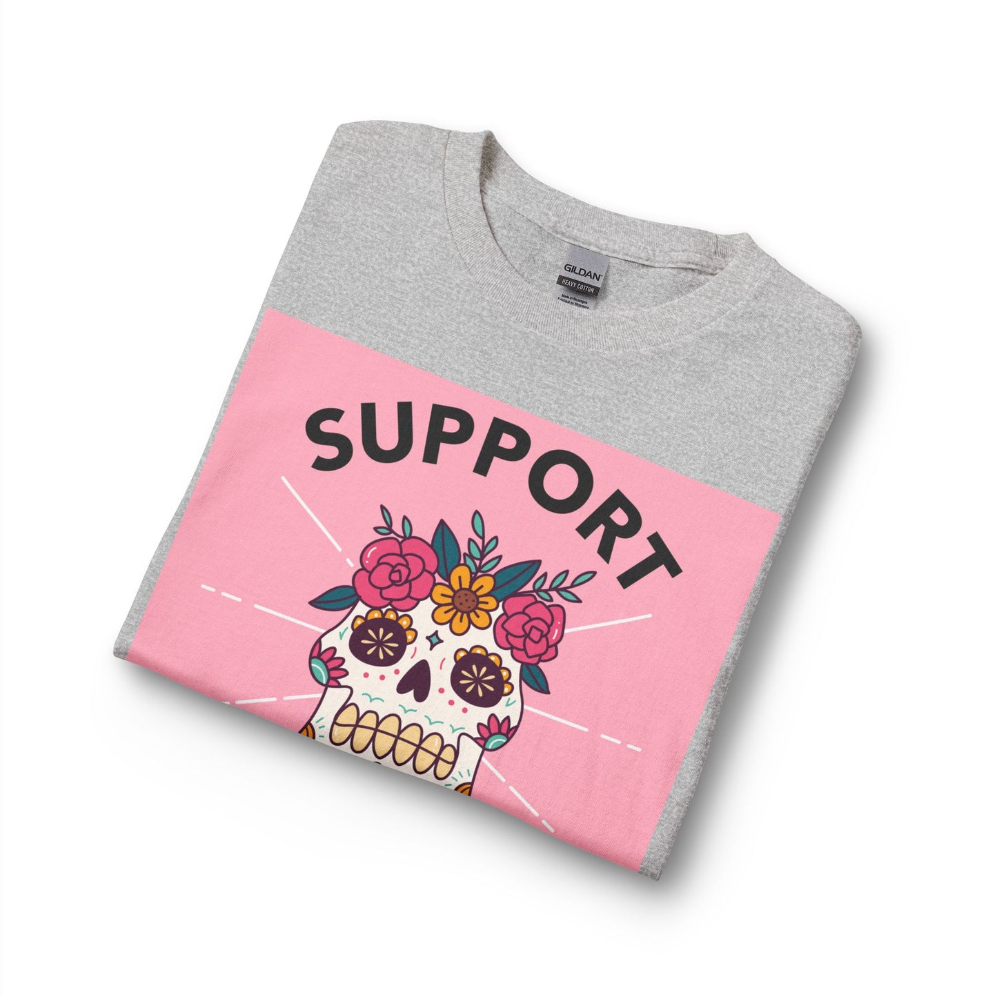 Support Your Local Girl Gang Long Sleeve Tee — Floral Sugar Skull Graphic