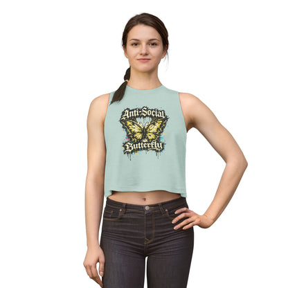 Anti-Social Butterfly Women's Crop Top — Grunge Butterfly Graphic Tank