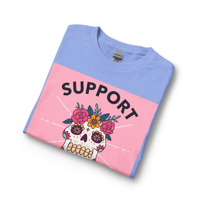 Support Your Local Girl Gang Long Sleeve Tee — Floral Sugar Skull Graphic
