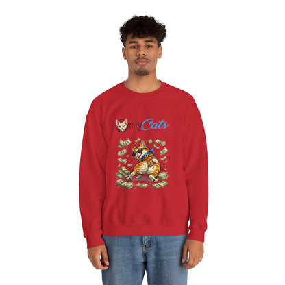 Cat Money Crewneck Sweatshirt — "Only Cats" Graphic Pullover
