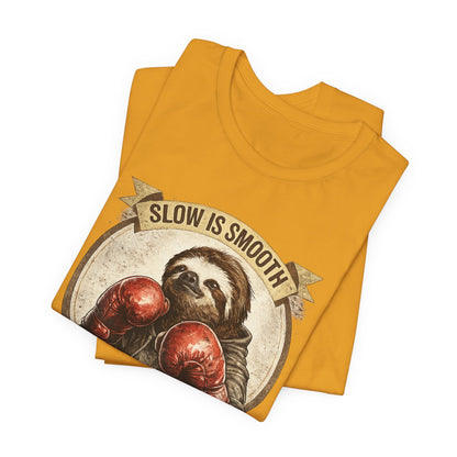 Sloth Boxing Club T-Shirt — "Slow is Smooth, Smooth is Fast" Retro Graphic Tee