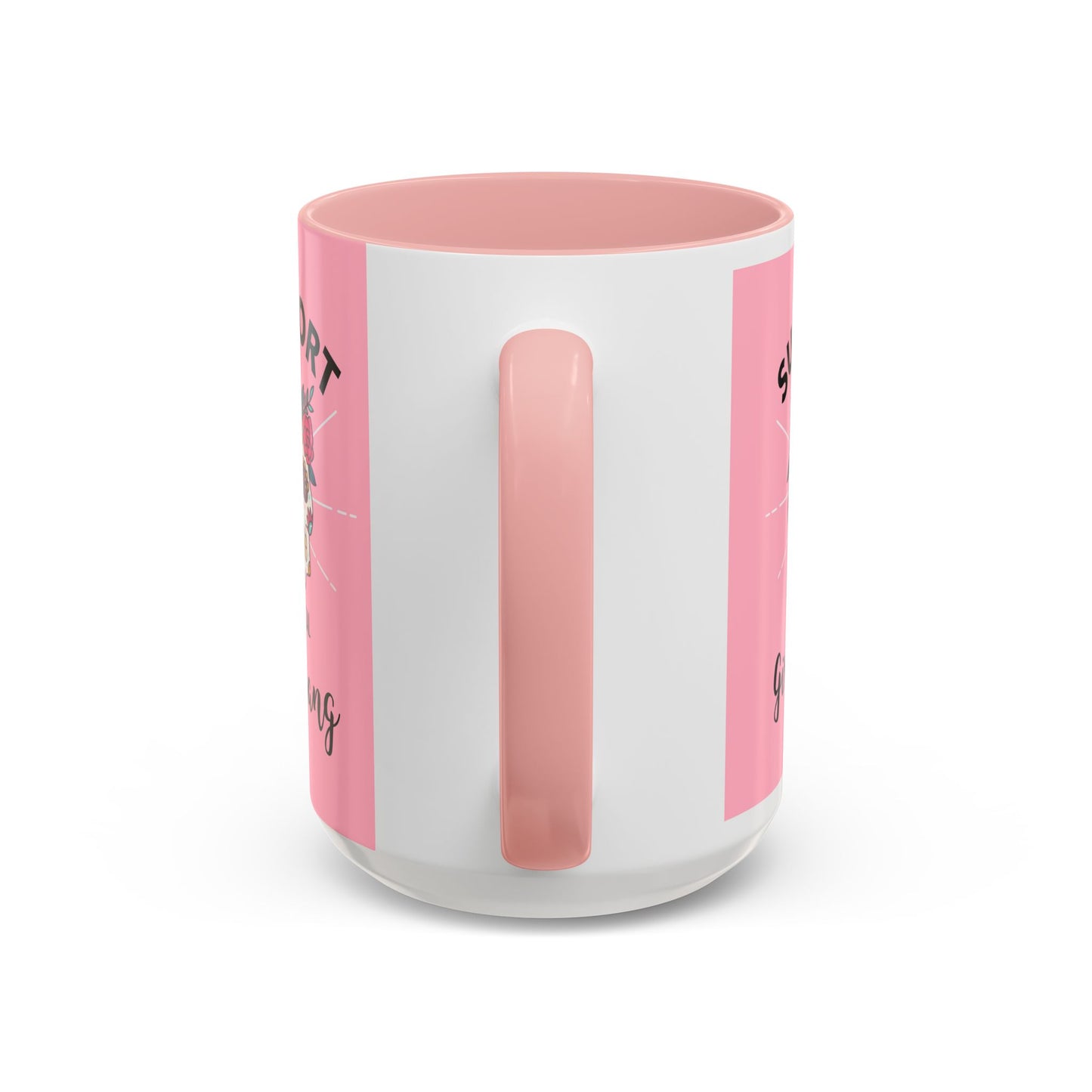 Support Your Local Girl Gang Accent Coffee Mug — Pink Skull Floral Design (11oz & 15oz)