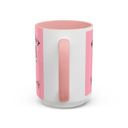 Support Your Local Girl Gang Accent Coffee Mug — Pink Skull Floral Design (11oz & 15oz)