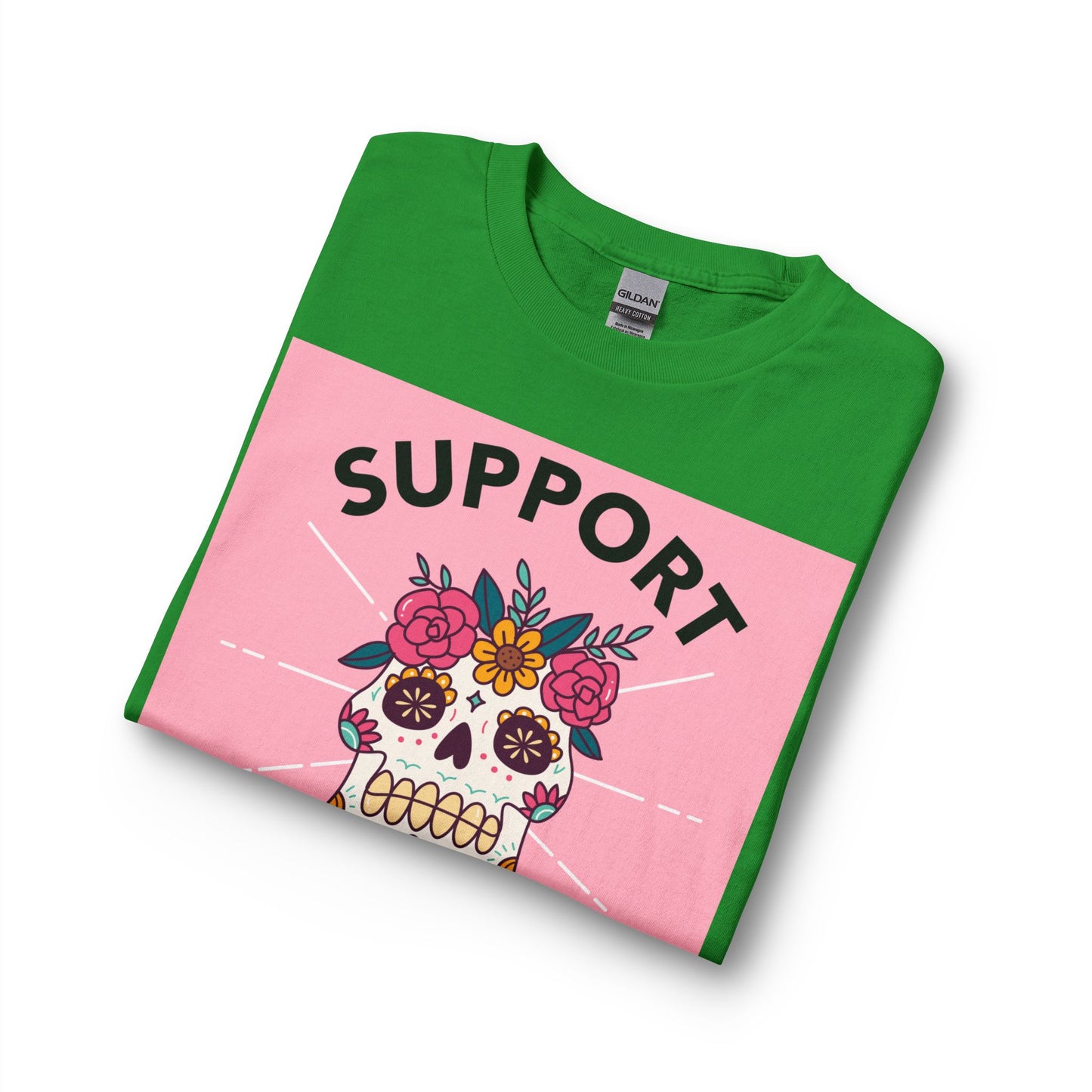 Support Your Local Girl Gang Long Sleeve Tee — Floral Sugar Skull Graphic