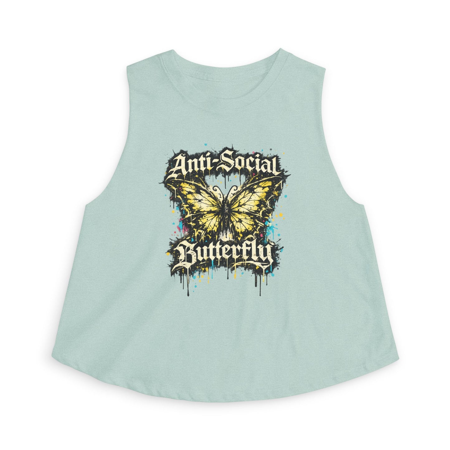 Anti-Social Butterfly Women's Crop Top — Grunge Butterfly Graphic Tank