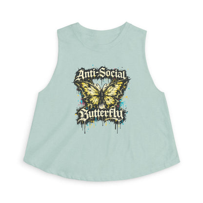 Anti-Social Butterfly Women's Crop Top — Grunge Butterfly Graphic Tank