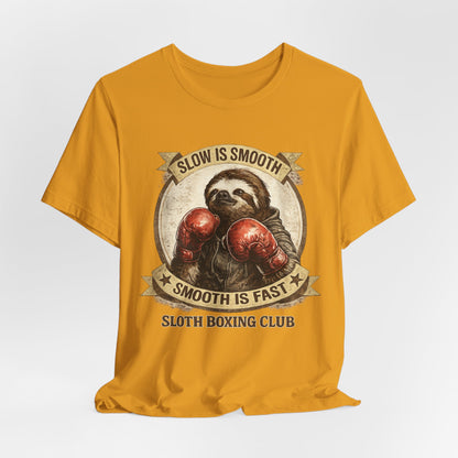 Sloth Boxing Club T-Shirt — "Slow is Smooth, Smooth is Fast" Retro Graphic Tee