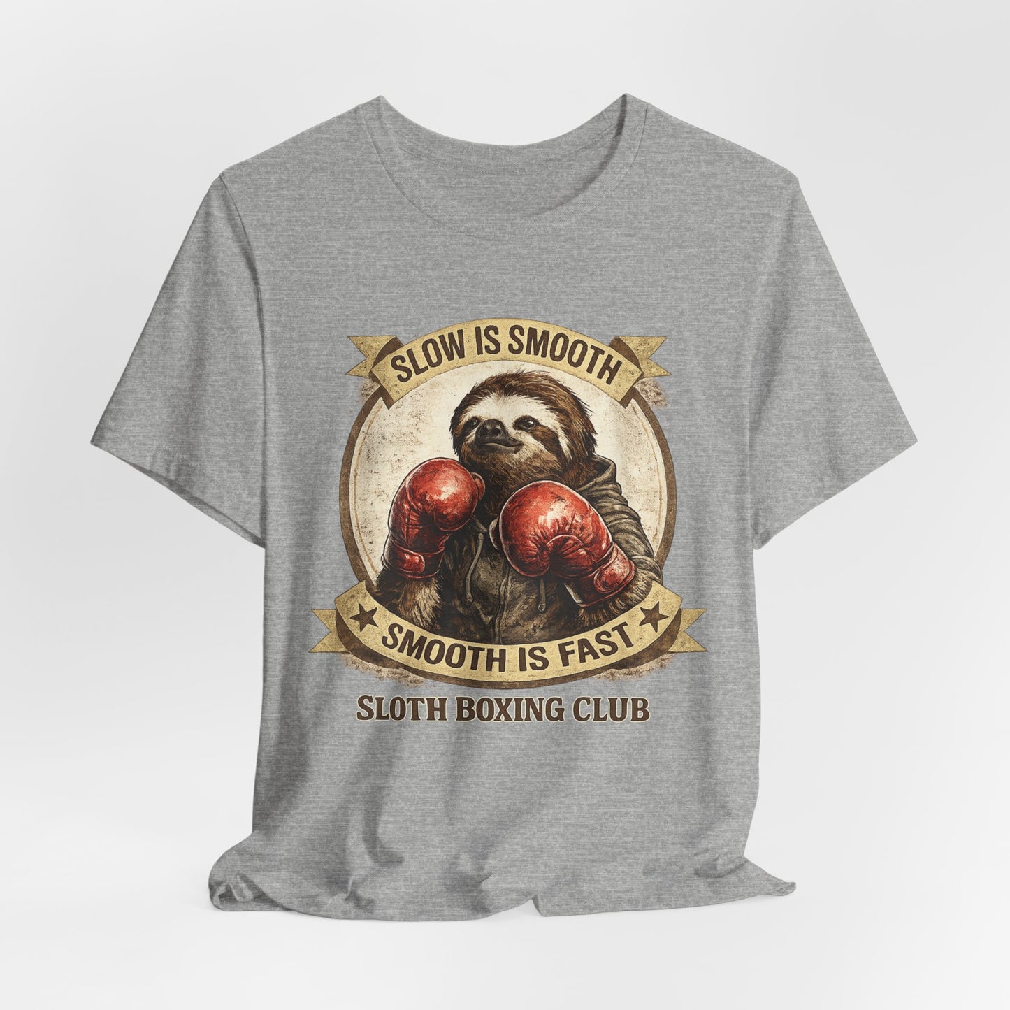 Sloth Boxing Club T-Shirt — "Slow is Smooth, Smooth is Fast" Retro Graphic Tee