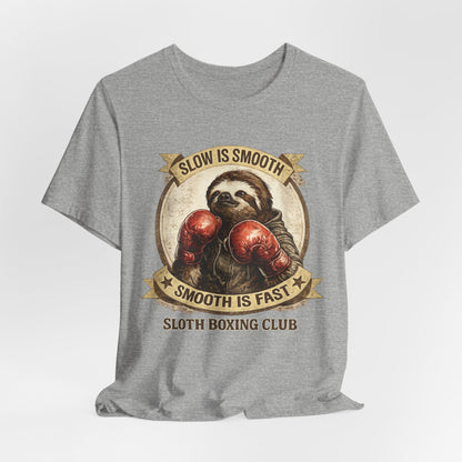 Sloth Boxing Club T-Shirt — "Slow is Smooth, Smooth is Fast" Retro Graphic Tee