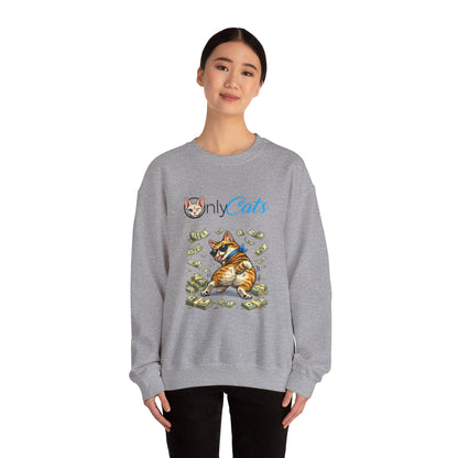 Cat Money Crewneck Sweatshirt — "Only Cats" Graphic Pullover