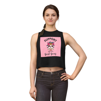 Support Your Local Girl Gang Crop Top — Floral Sugar Skull Women’s Tank