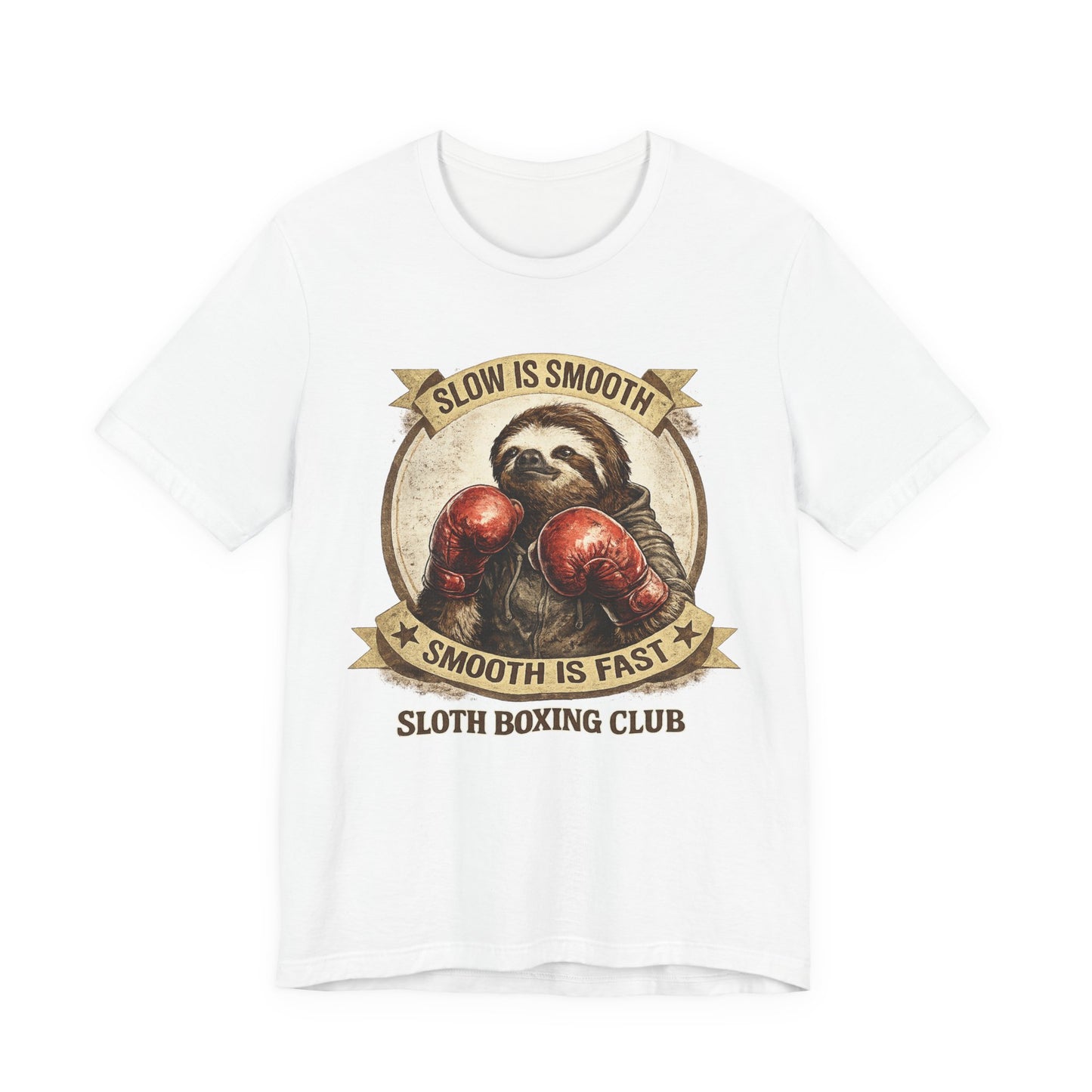 Sloth Boxing Club T-Shirt — "Slow is Smooth, Smooth is Fast" Retro Graphic Tee