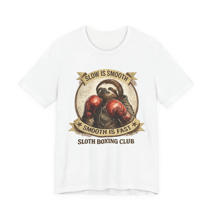 Sloth Boxing Club T-Shirt — "Slow is Smooth, Smooth is Fast" Retro Graphic Tee