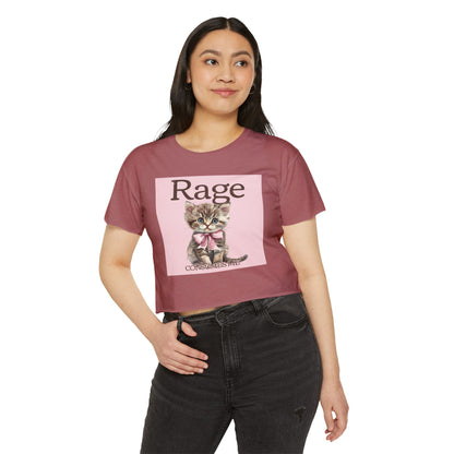 Cute Kitten 'Rage' Crop Top — Women's Festival Graphic Tee