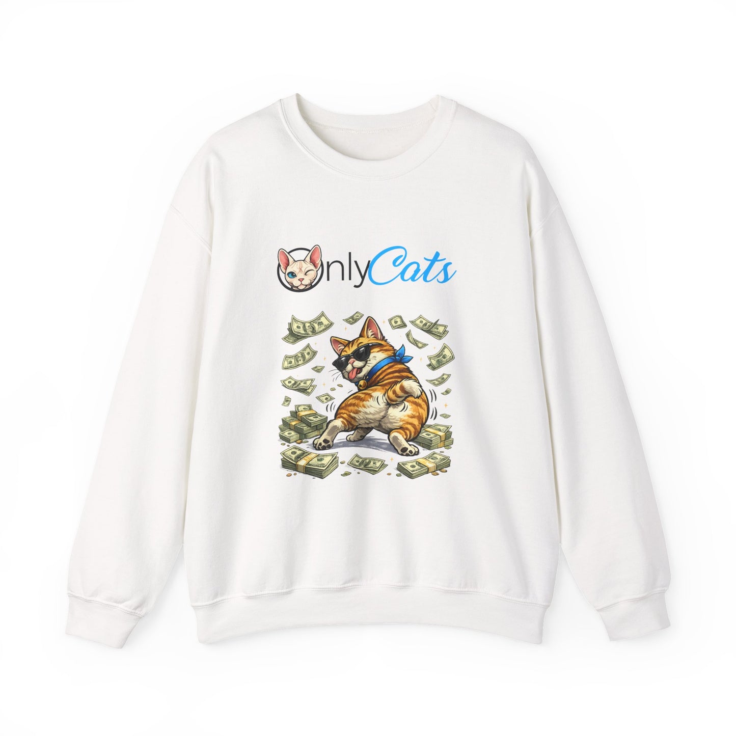 Cat Money Crewneck Sweatshirt — "Only Cats" Graphic Pullover
