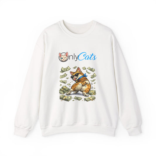 Cat Money Crewneck Sweatshirt — "Only Cats" Graphic Pullover