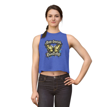 Anti-Social Butterfly Women's Crop Top — Grunge Butterfly Graphic Tank