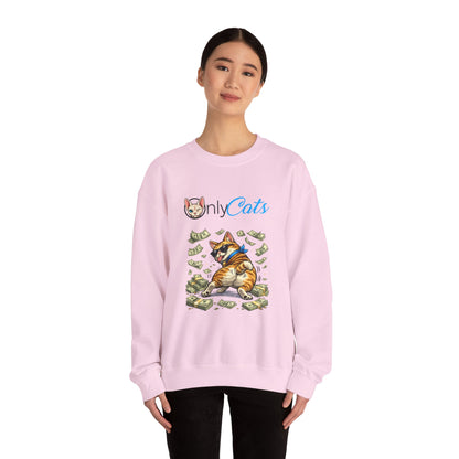Cat Money Crewneck Sweatshirt — "Only Cats" Graphic Pullover