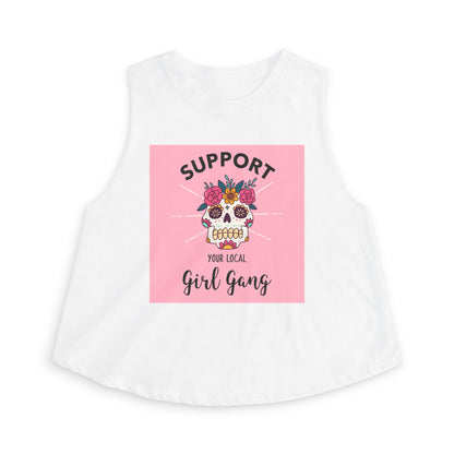 Support Your Local Girl Gang Crop Top — Floral Sugar Skull Women’s Tank