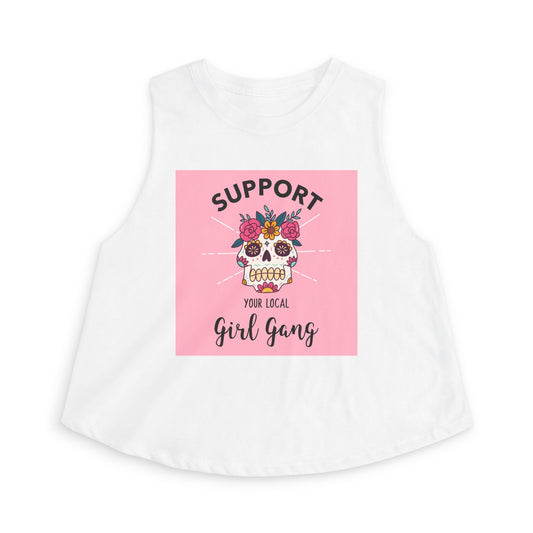 Support Your Local Girl Gang Crop Top — Floral Sugar Skull Women’s Tank