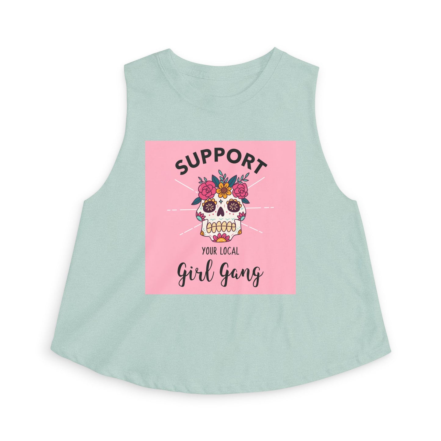 Support Your Local Girl Gang Crop Top — Floral Sugar Skull Women’s Tank