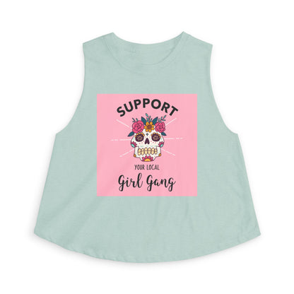 Support Your Local Girl Gang Crop Top — Floral Sugar Skull Women’s Tank
