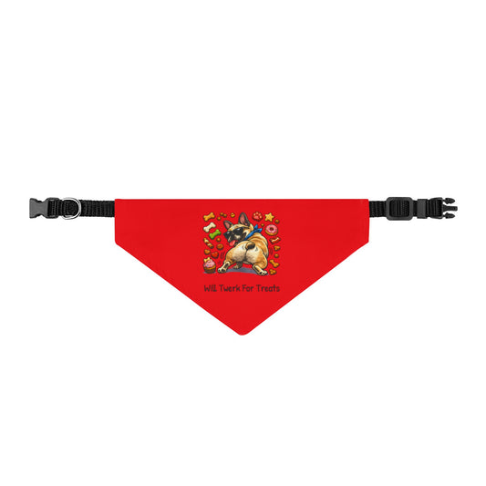 Will twerk for treats  Illustration Clip-on Pet Bandana | Red Puppy Snacks Collar Accessory