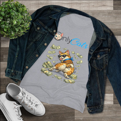 Only Cats Tee — Funny Cat with Money Graphic Women's T‑Shirt