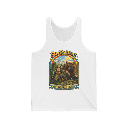 Stay Positive Bear Vintage Graphic Tank Top — Retro Nature Adventure Tee