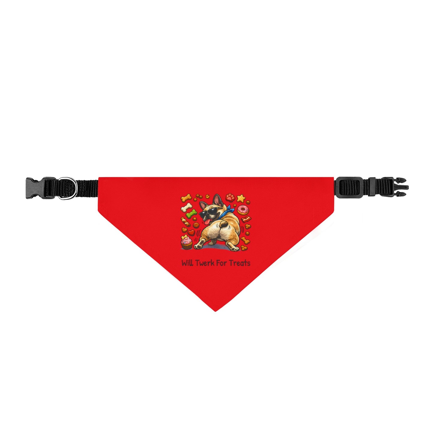 Will twerk for treats  Illustration Clip-on Pet Bandana | Red Puppy Snacks Collar Accessory