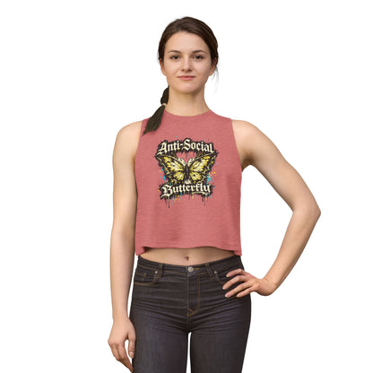 Anti-Social Butterfly Women's Crop Top — Grunge Butterfly Graphic Tank