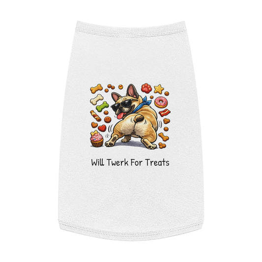 Dog Tank Top — "Will Twerk For Treats" Cute French Bulldog Pet Shirt