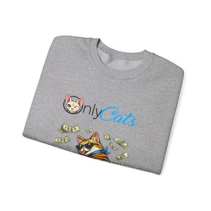 Cat Money Crewneck Sweatshirt — "Only Cats" Graphic Pullover