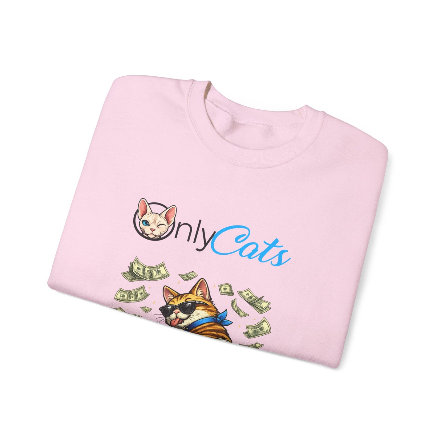 Cat Money Crewneck Sweatshirt — "Only Cats" Graphic Pullover