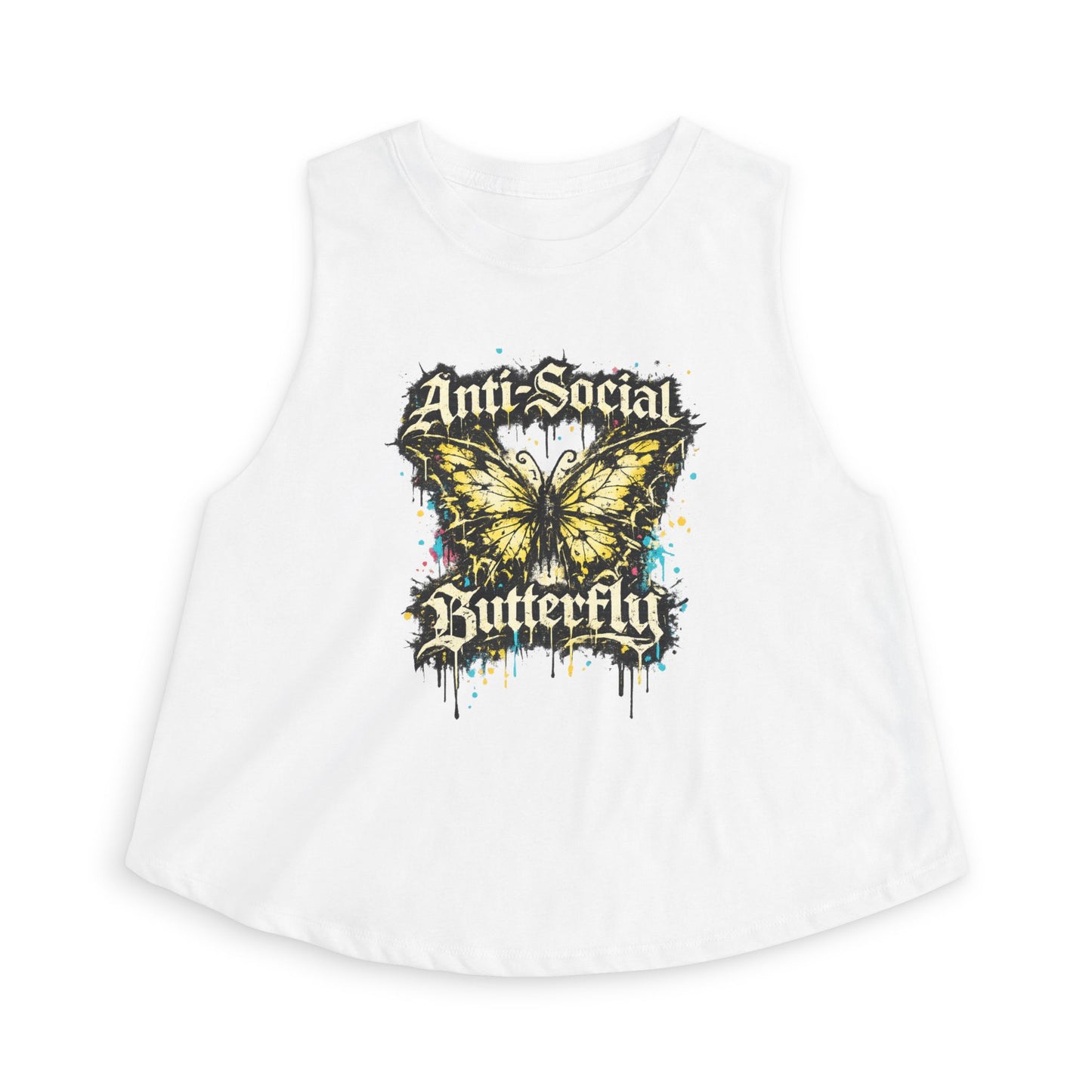 Anti-Social Butterfly Women's Crop Top — Grunge Butterfly Graphic Tank