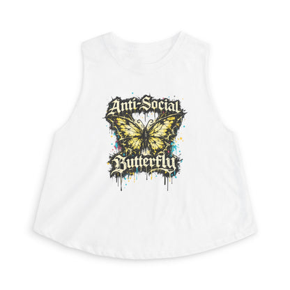 Anti-Social Butterfly Women's Crop Top — Grunge Butterfly Graphic Tank
