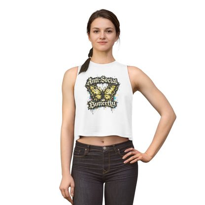 Anti-Social Butterfly Women's Crop Top — Grunge Butterfly Graphic Tank