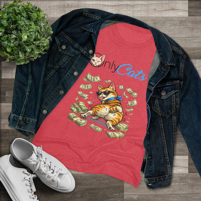 Only Cats Tee — Funny Cat with Money Graphic Women's T‑Shirt