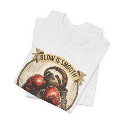 Sloth Boxing Club T-Shirt — "Slow is Smooth, Smooth is Fast" Retro Graphic Tee