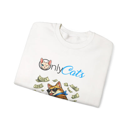 Cat Money Crewneck Sweatshirt — "Only Cats" Graphic Pullover
