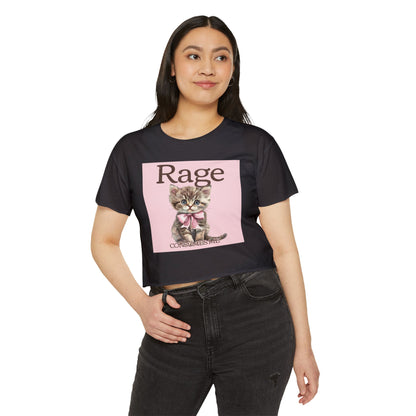 Cute Kitten 'Rage' Crop Top — Women's Festival Graphic Tee