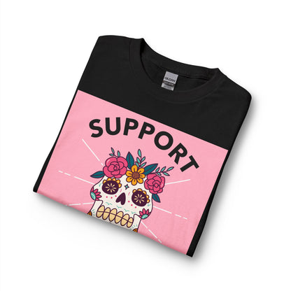 Support Your Local Girl Gang Long Sleeve Tee — Floral Sugar Skull Graphic