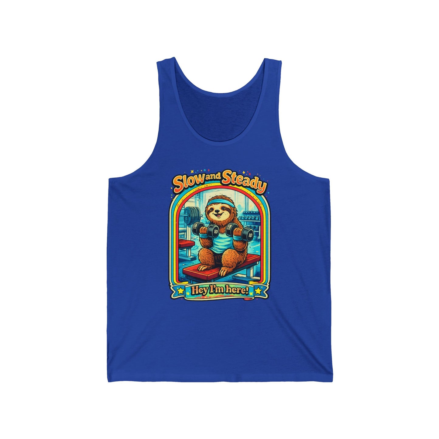 Slow and Steady Tank Top — Cute Sloth "Hey I’m Here" Vintage Graphic Tank