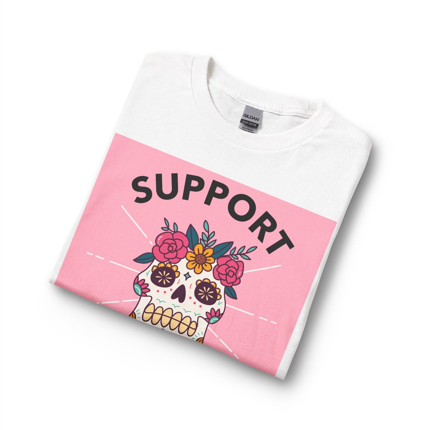 Support Your Local Girl Gang Long Sleeve Tee — Floral Sugar Skull Graphic