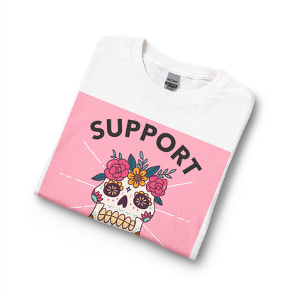Support Your Local Girl Gang Long Sleeve Tee — Floral Sugar Skull Graphic