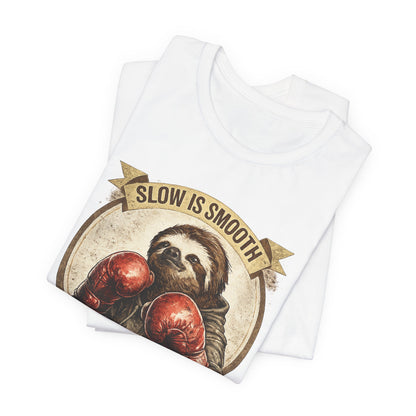 Sloth Boxing Club T-Shirt — "Slow is Smooth, Smooth is Fast" Retro Graphic Tee