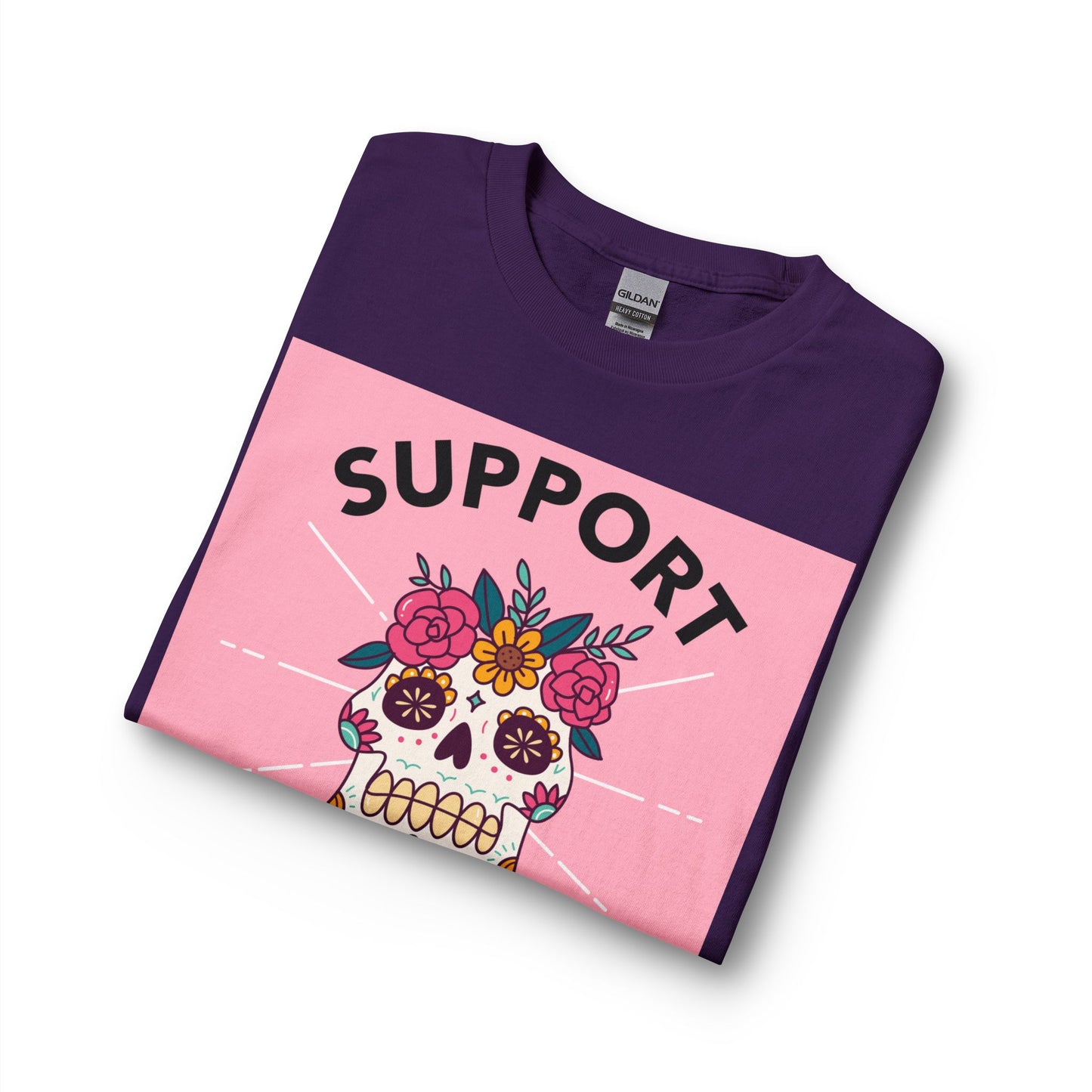 Support Your Local Girl Gang Long Sleeve Tee — Floral Sugar Skull Graphic